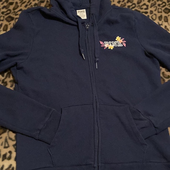 GUC PINK VICTORIAS SECRET HOODIE VS FLORAL LOUNGE FULL ZIP HOODIE Women’s Size M - Picture 4 of 12